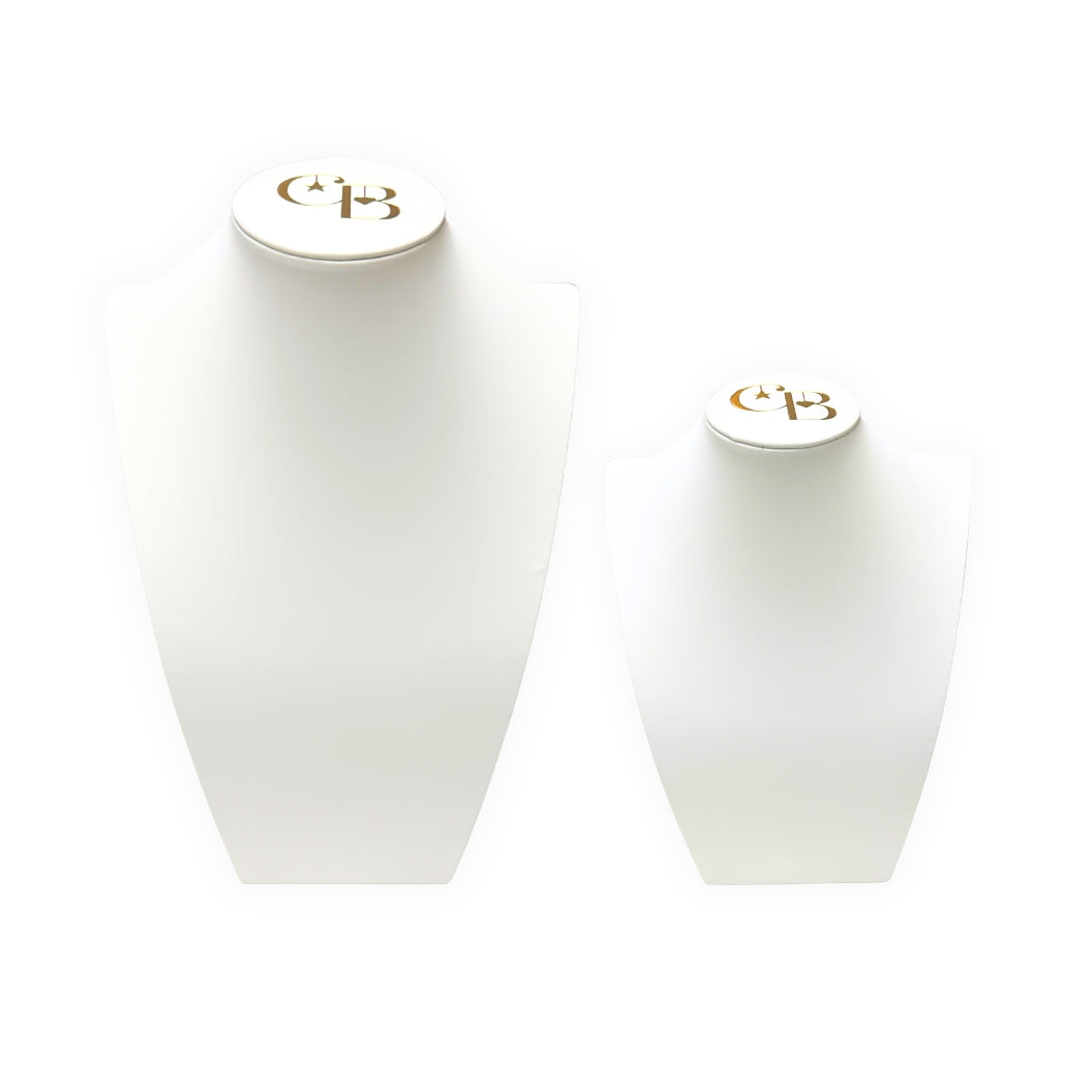 Large and Small Necklace Display Bust - Leatherette on white background 