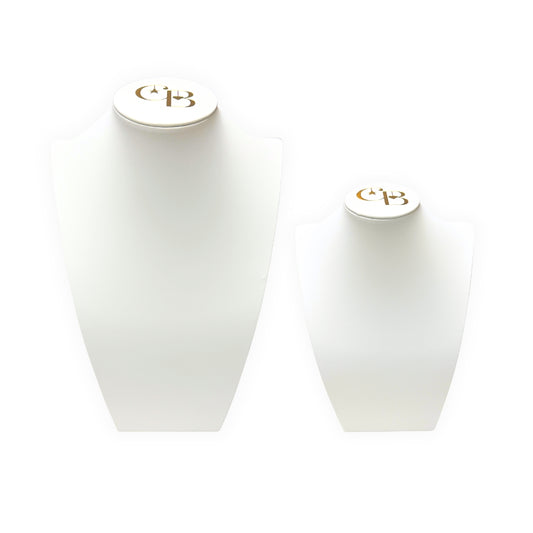 Large and Small Necklace Display Bust - Leatherette on white background 