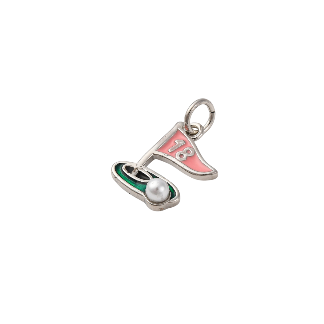 Side view of Silver 18th Hole Charm 