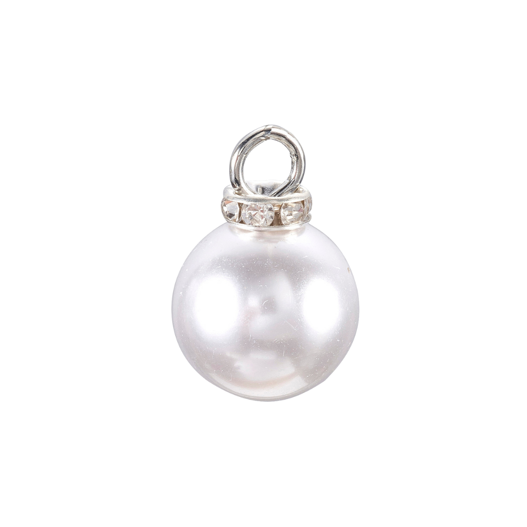 Silver Pearl and Rhinestone Collared Charm