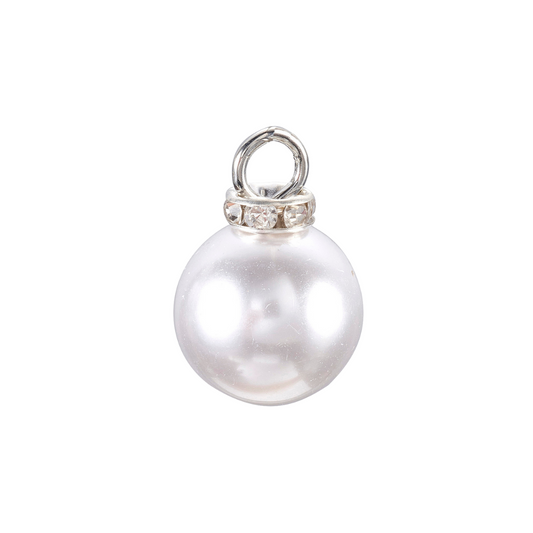 Silver Pearl and Rhinestone Collared Charm