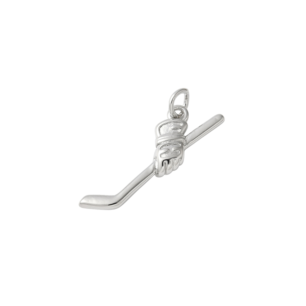 Silver Glove & Hockey Stick Charm