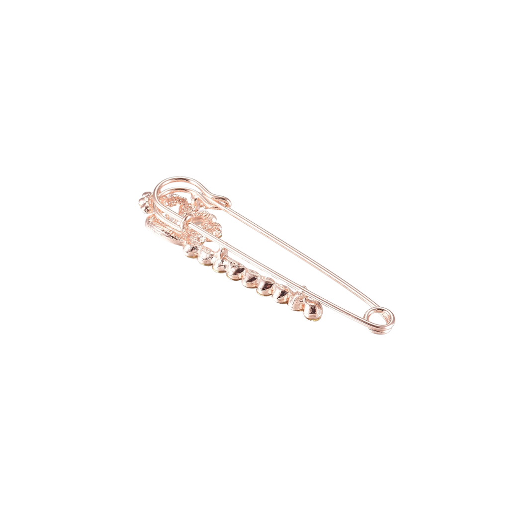 Gold Safety Pin with Crown Cubic Zirconia