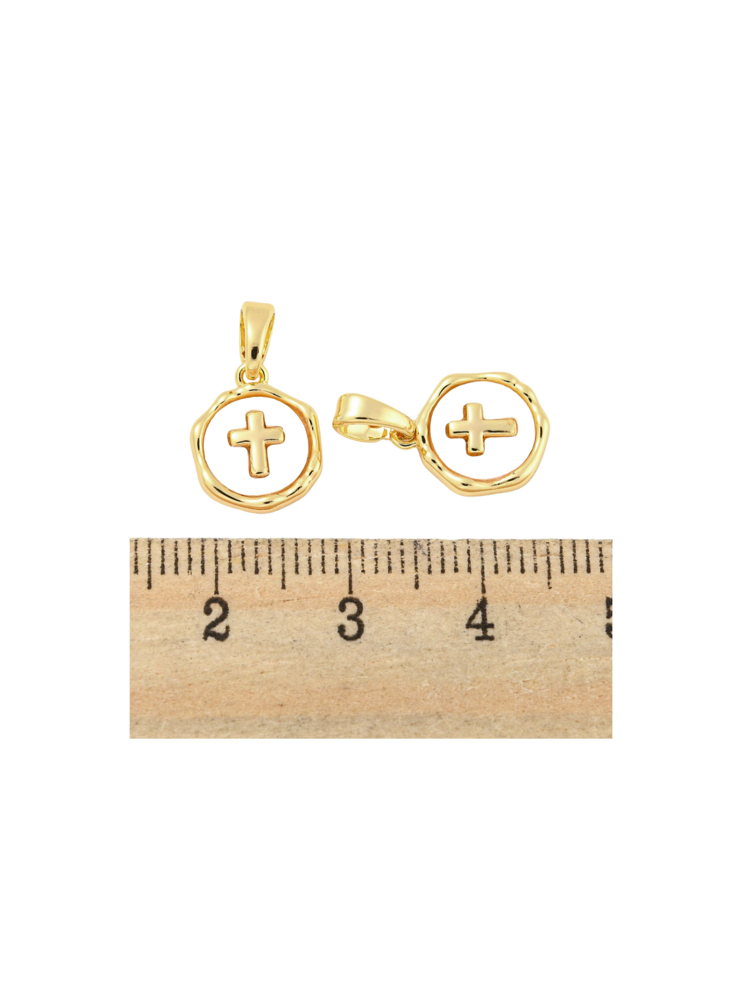 Gold Pave Shell Cross Charm