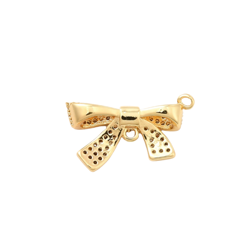 Gold Cubic Zirconia Bow Charm