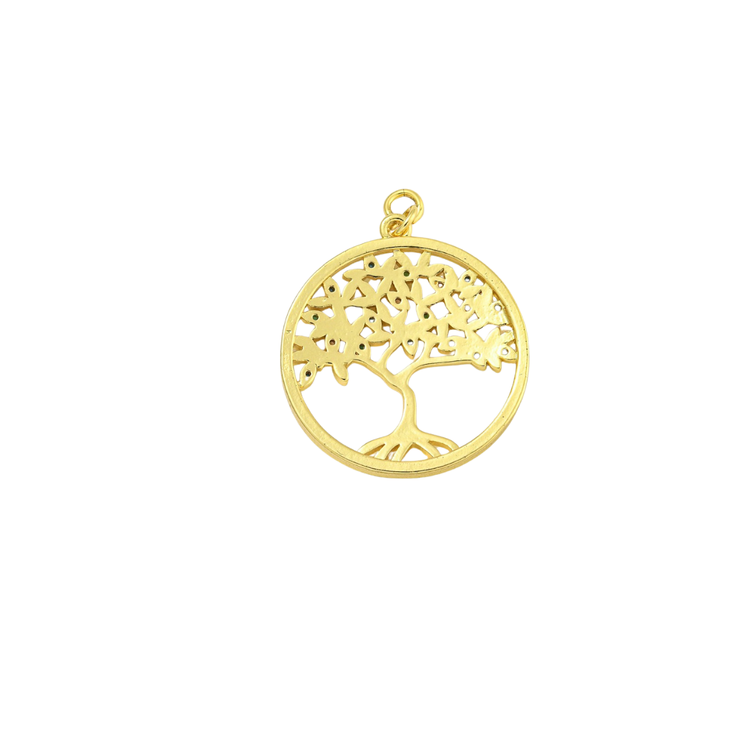 Gold Tree of Life Cubic Zirconia Charm