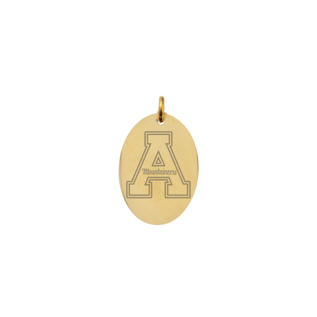 Appalachian State University Large Gold Oval Charm - APP State "A" Logo