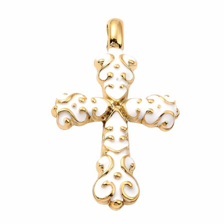 Gold Scrolled Cross Charm