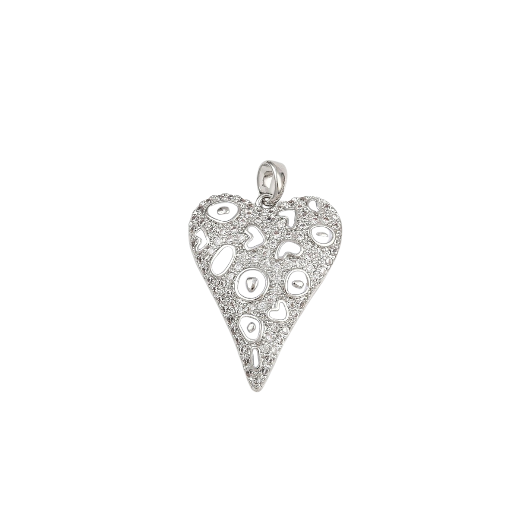 Silver Pave Heart 