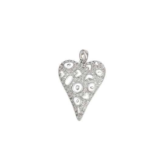 Silver Pave Heart 