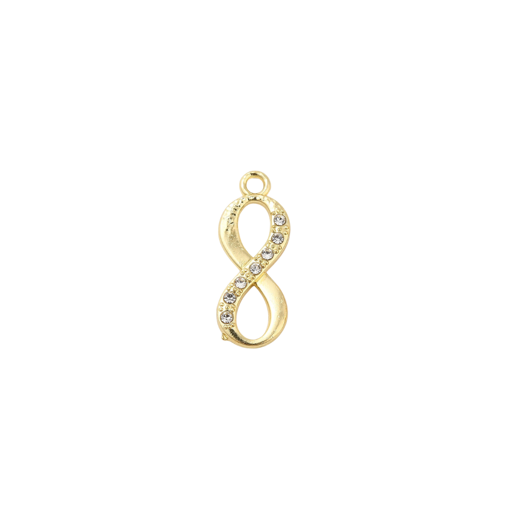 Transparent Front View of the Gold Infinity Crystal Rhinestone Charm