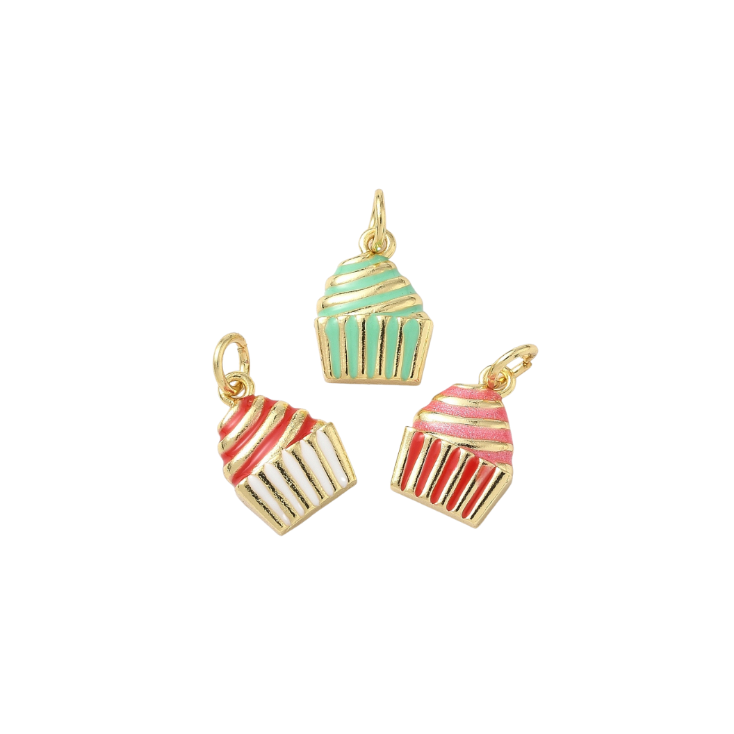 Gold Frosted Swirl Cupcake Charm