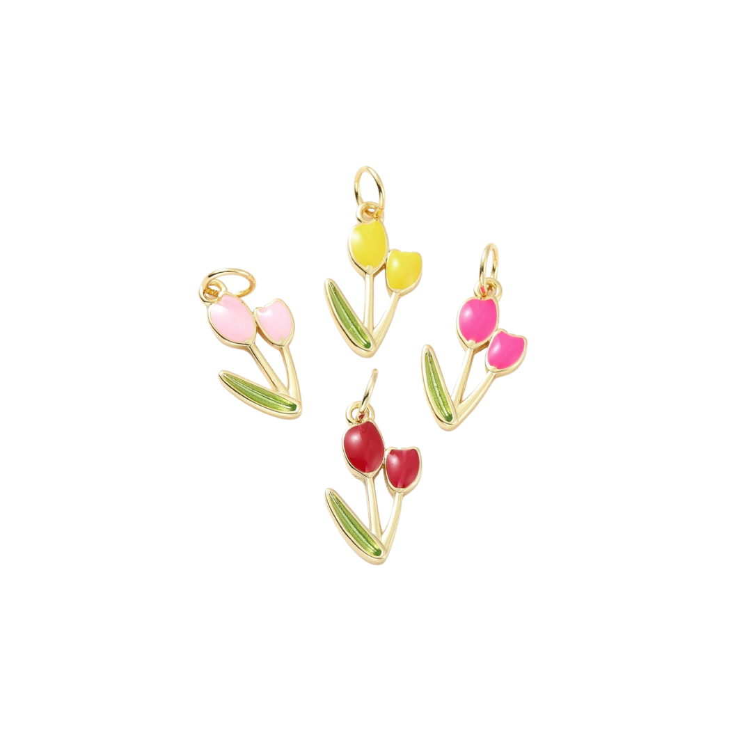 Front View of the Gold Springtime Bloom Tulip Charm | Assorted