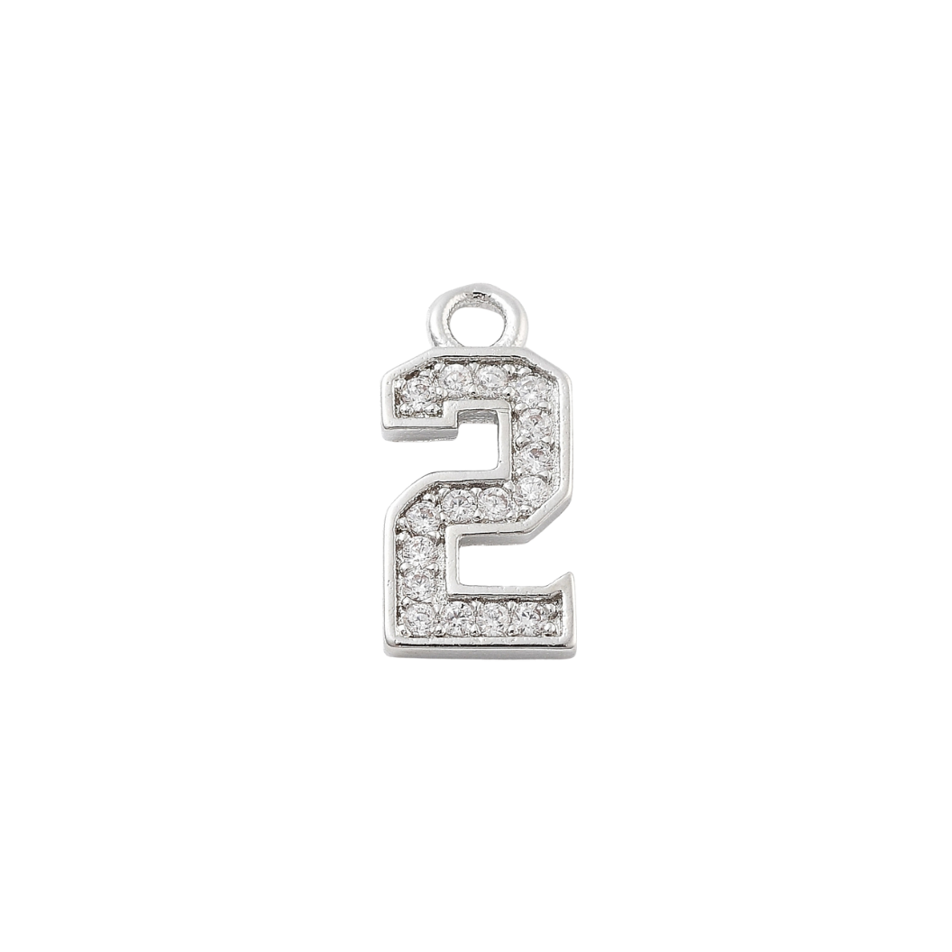 Silver Pave Number Charm | Number Charm