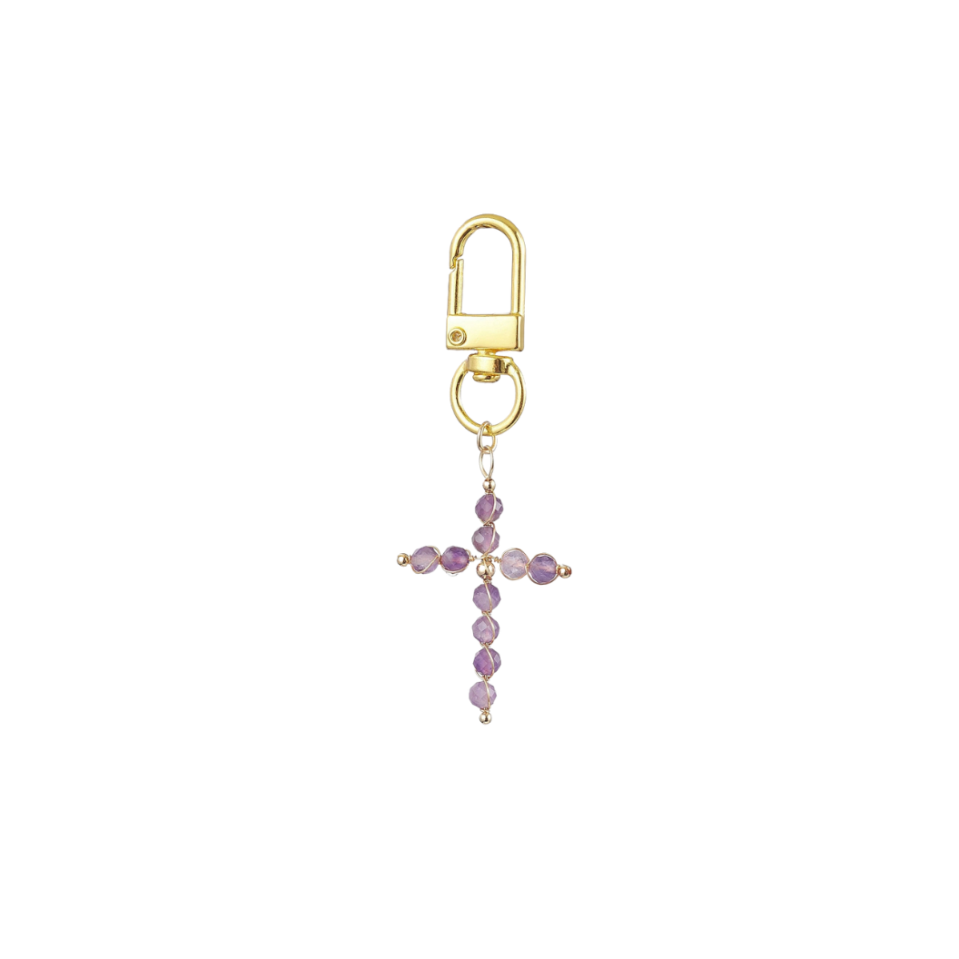 Gold Gemstone Cross - Assorted | Keychain & Purse Charm