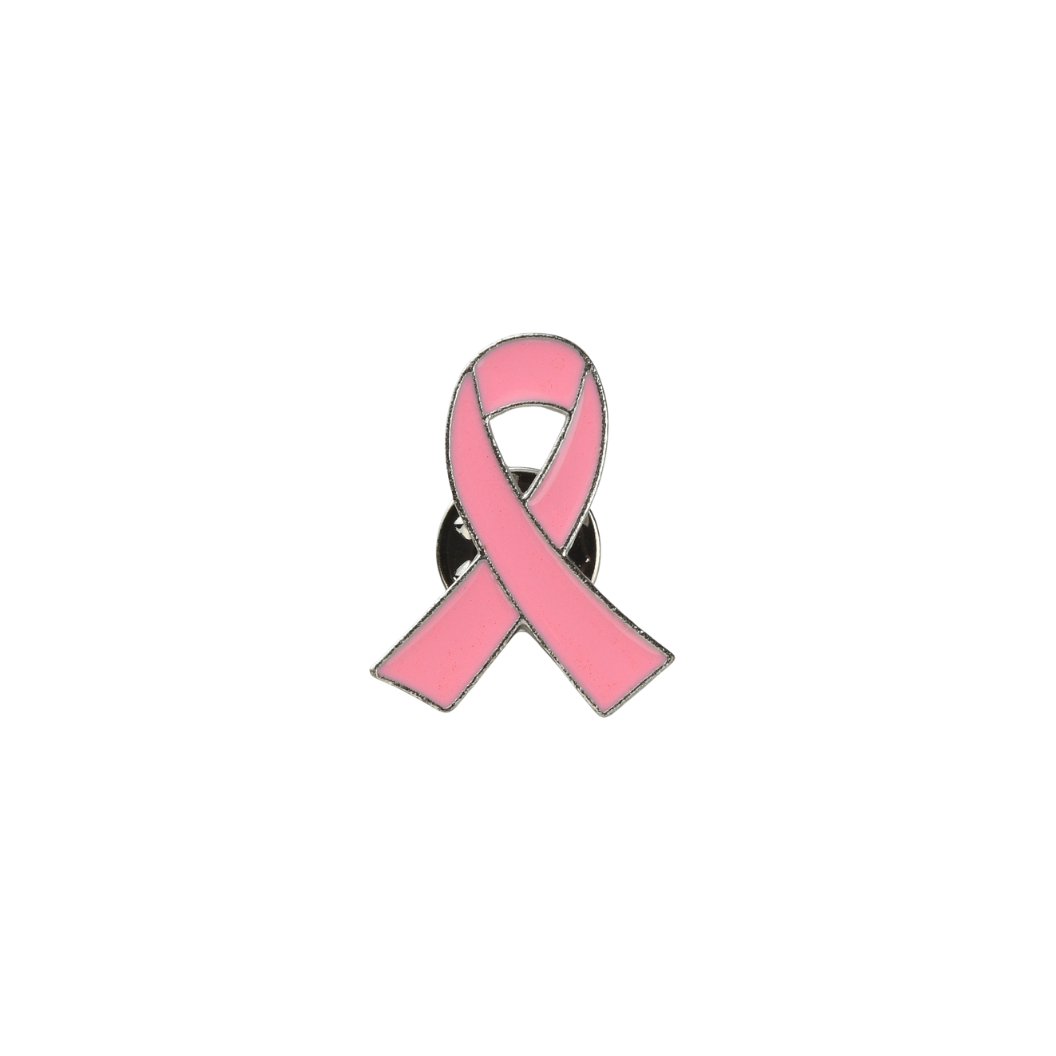 Silver Pink Warrior Ribbon Pin transparent