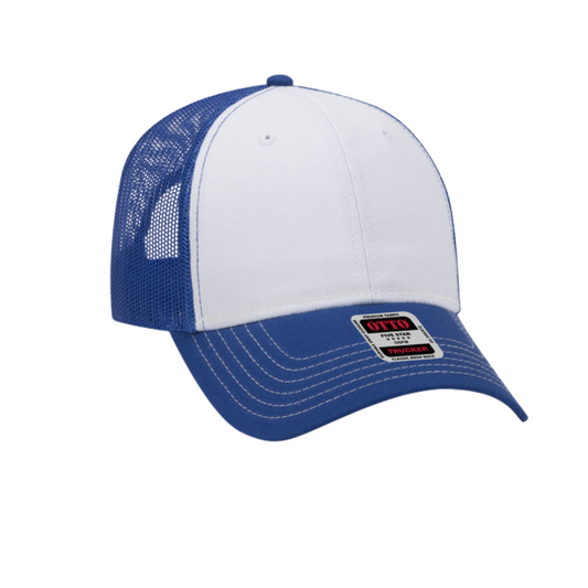 CB Hat Bar -  White and Blue Mesh Baseball Cap