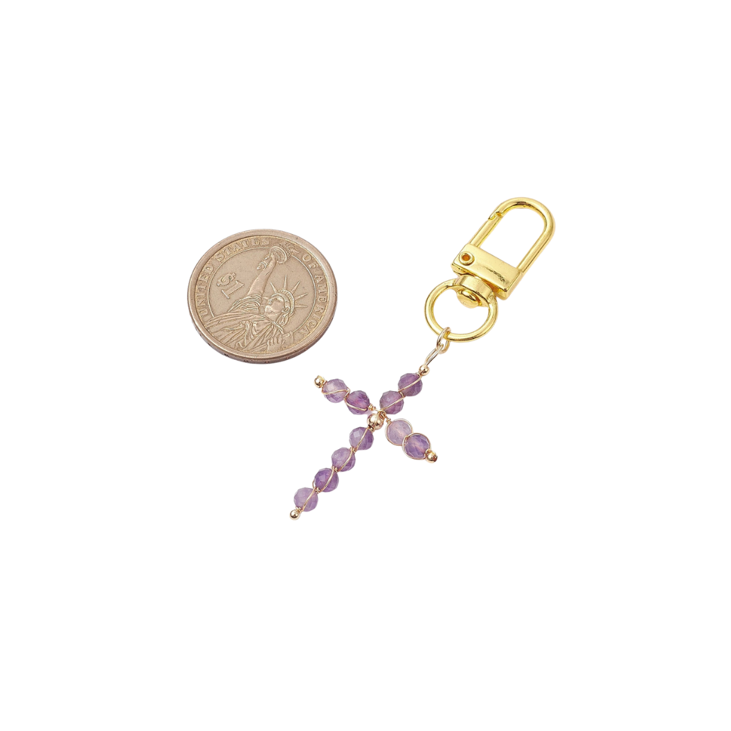 Gold Gemstone Cross - Assorted | Keychain & Purse Charm