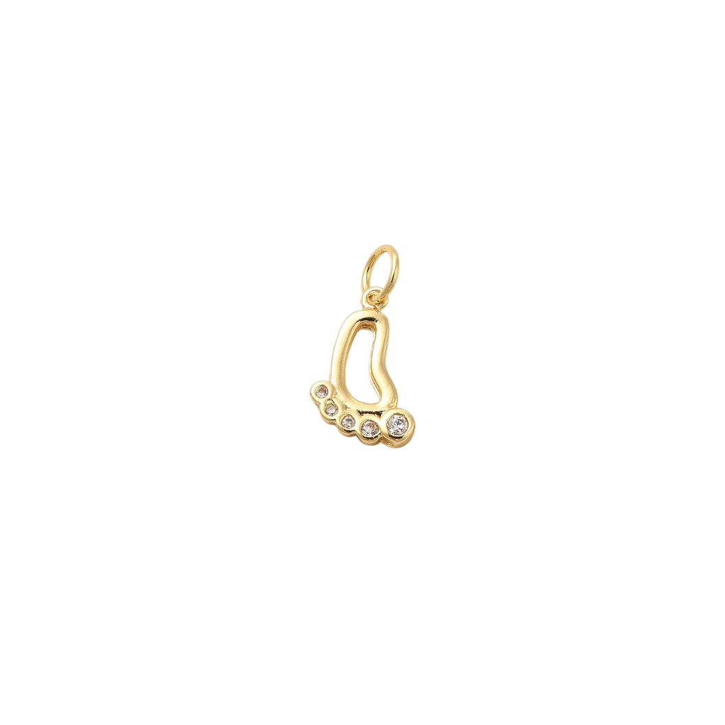 Gold Baby Footprint Charm with Crystals