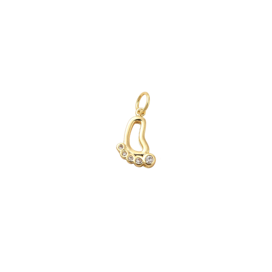 Gold Baby Footprint Charm with Crystals
