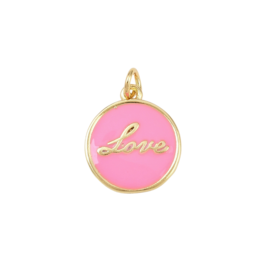 Gold Sweet "Love" Pink Charm