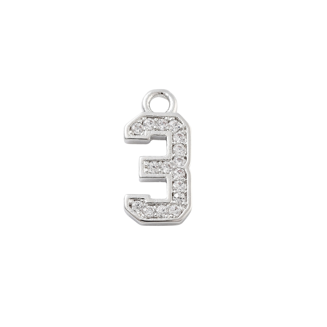 Silver Pave Number Charm | Number Charm