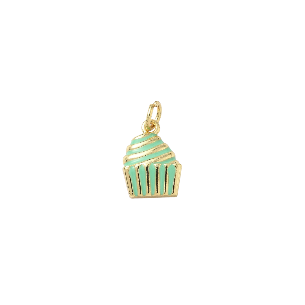 Gold Frosted Swirl Cupcake Charm