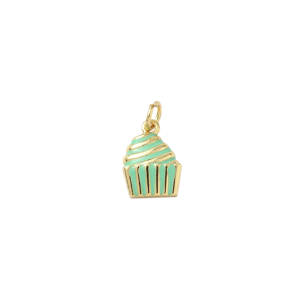Gold Frosted Swirl Cupcake Charm