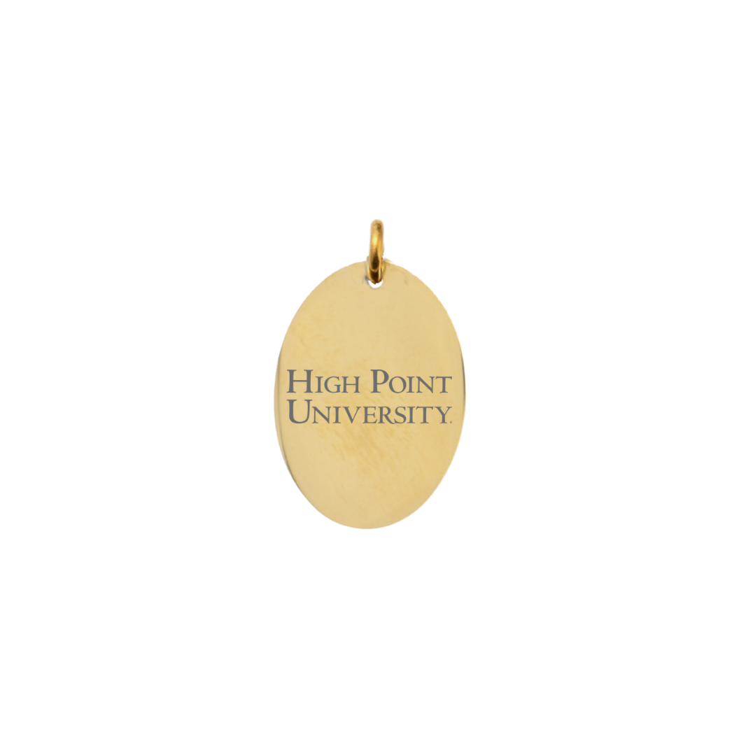 High Point University Large Gold Oval Charm - Horizontal Letters