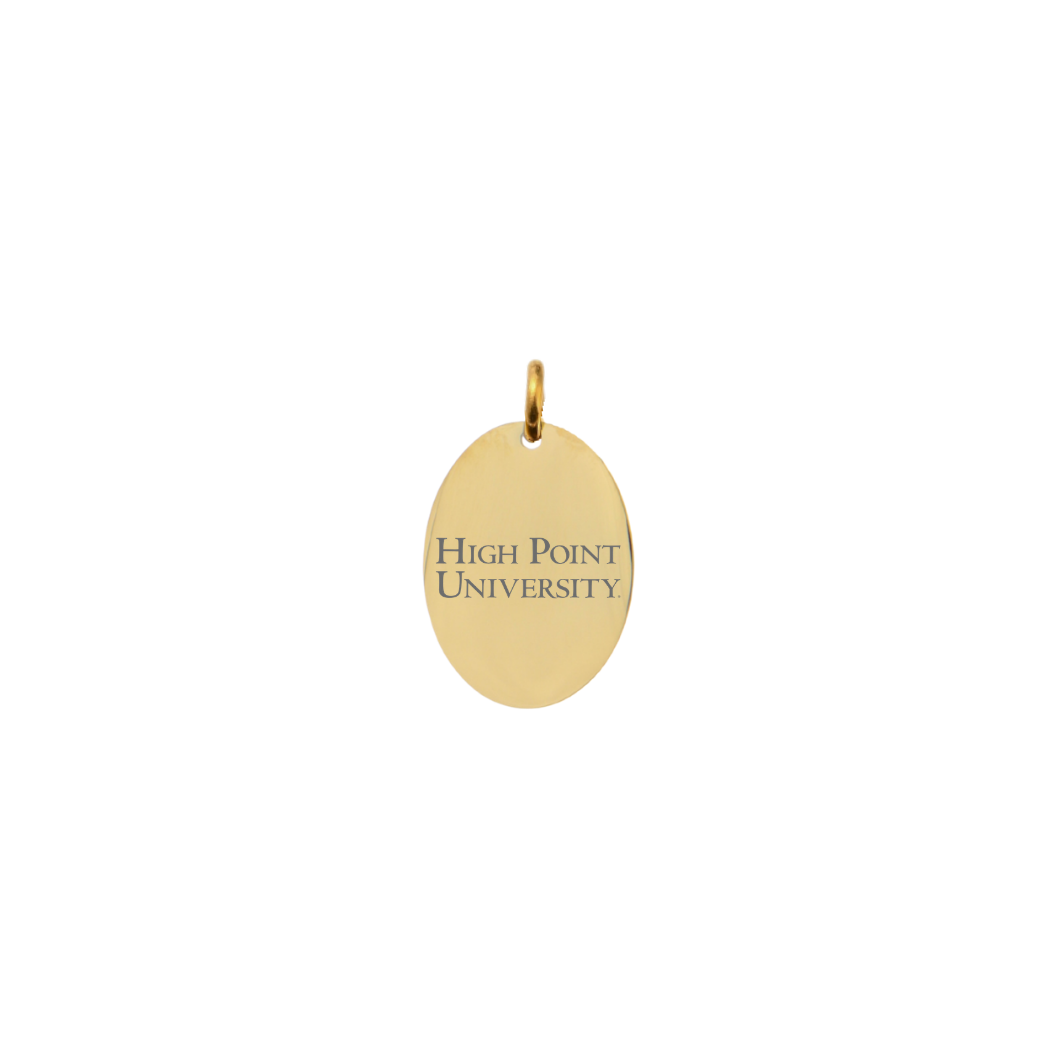 High Point University Small Gold Oval Charm - Horizontal Letters