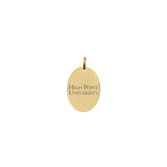 High Point University Small Gold Oval Charm - Horizontal Letters