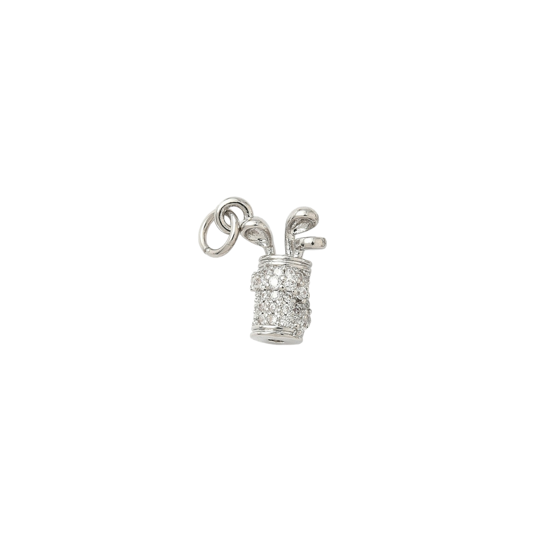Silver Glitz Golf Bag with Cubic Zirconia Charm
