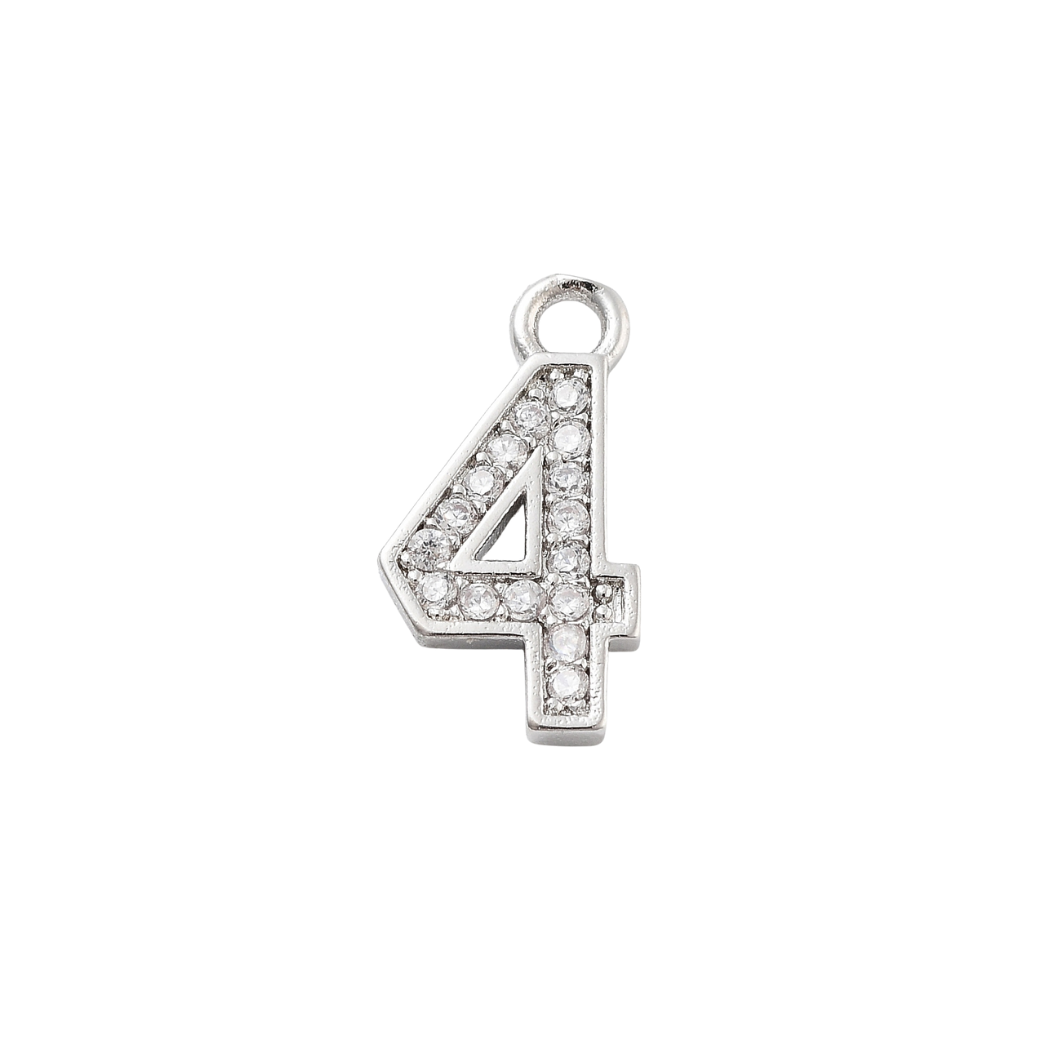 Silver Pave Number Charm | Number Charm