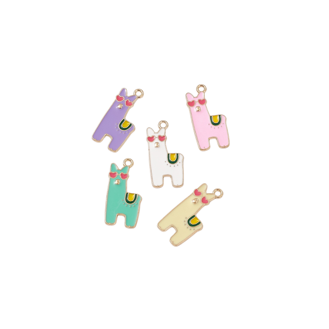 Transparent Front View of the Gold Alpaca Charms | Assorted