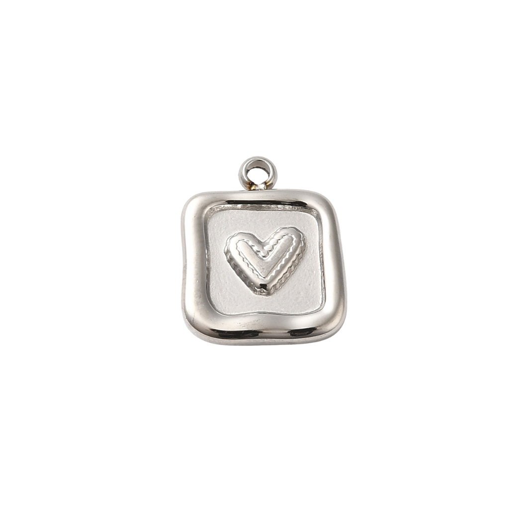 Silver Framed Heart Tile Charm