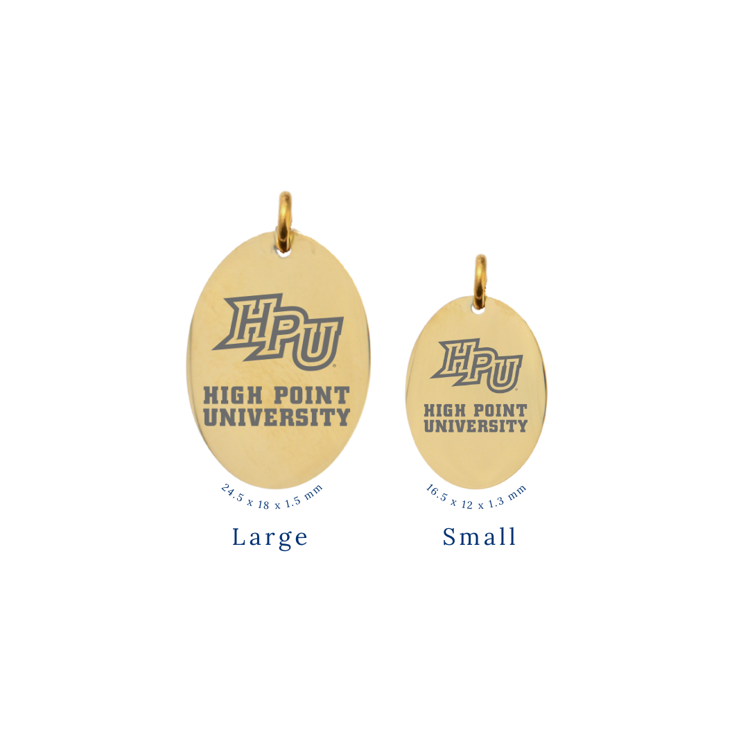 High Point University Small Gold Oval Charm - High Point University HPU Logo