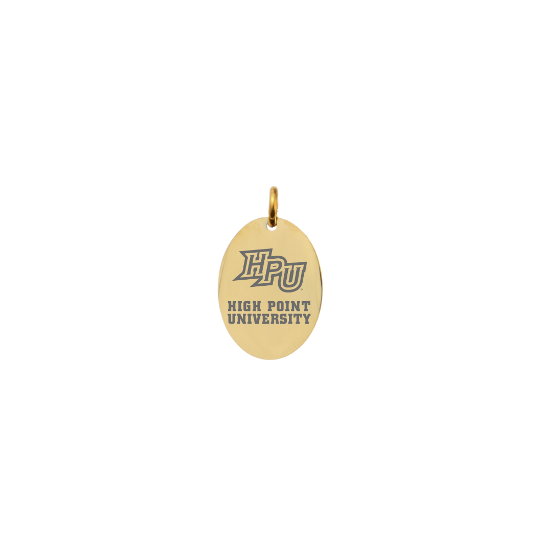 High Point University Small Gold Oval Charm - High Point University HPU Logo
