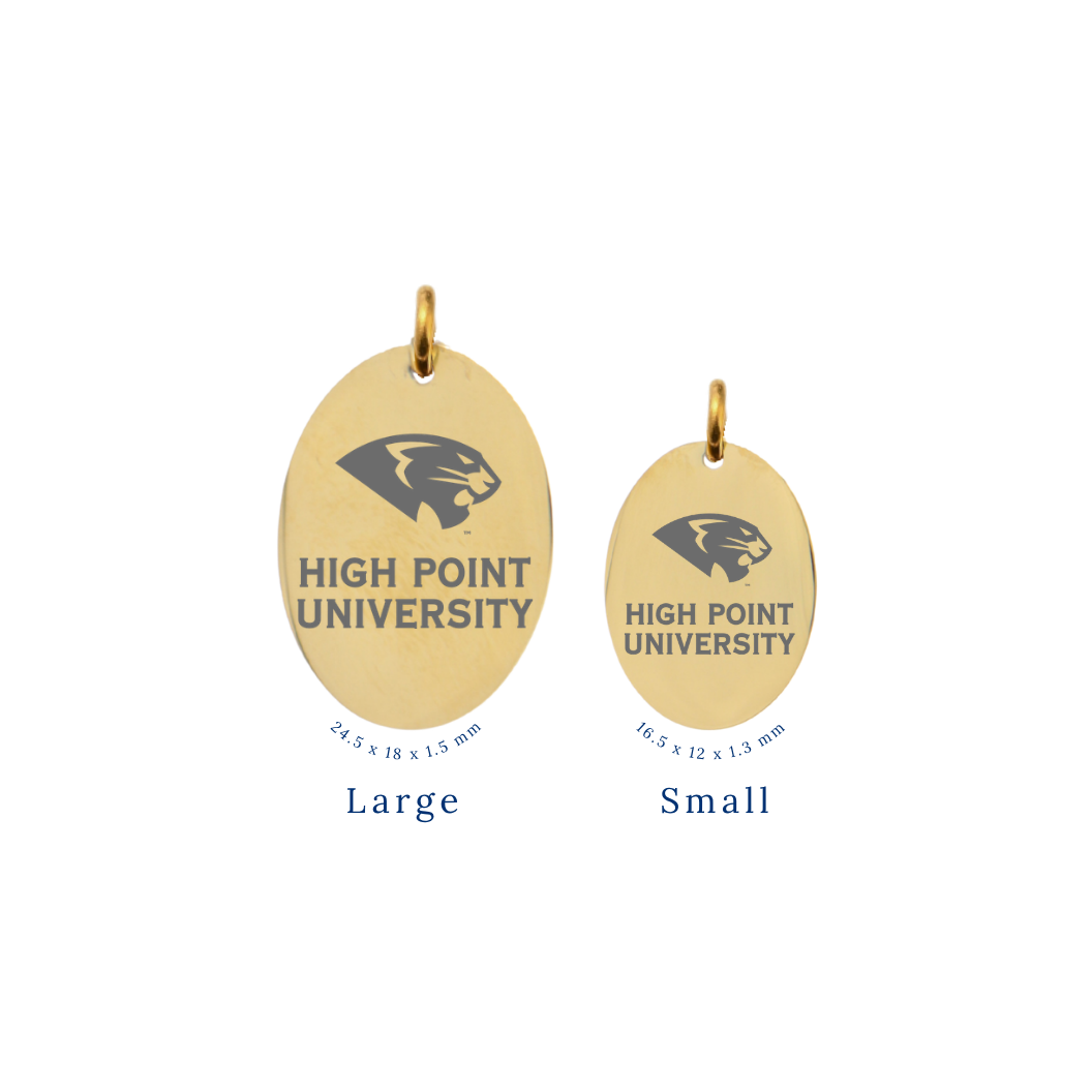 High Point University Large Gold Oval Charm - High Point University Panther Logo