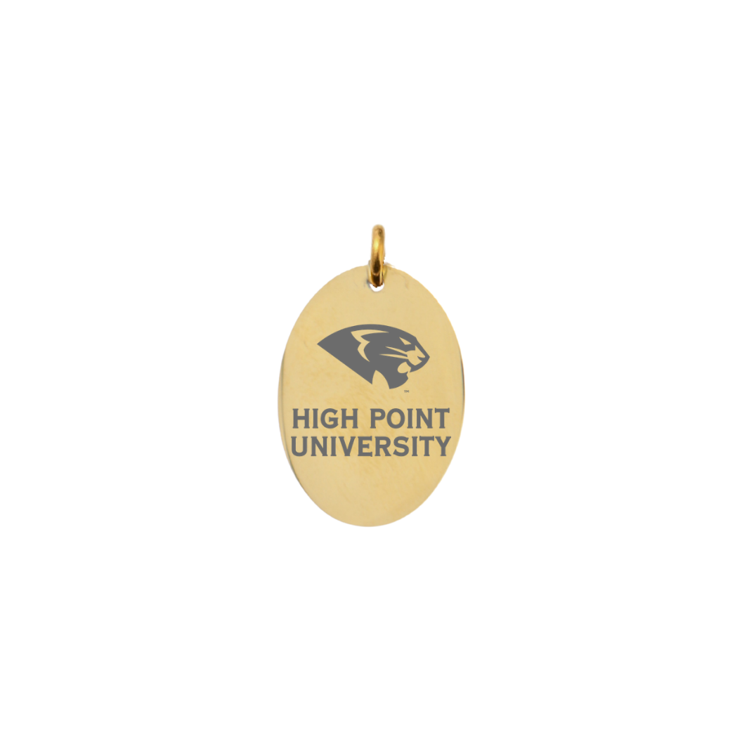 High Point University Large Gold Oval Charm - High Point University Panther Logo