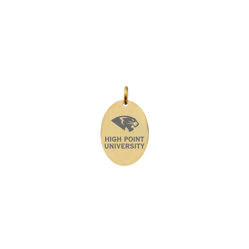 High Point University Small Gold Oval Charm - High Point University Panther Logo