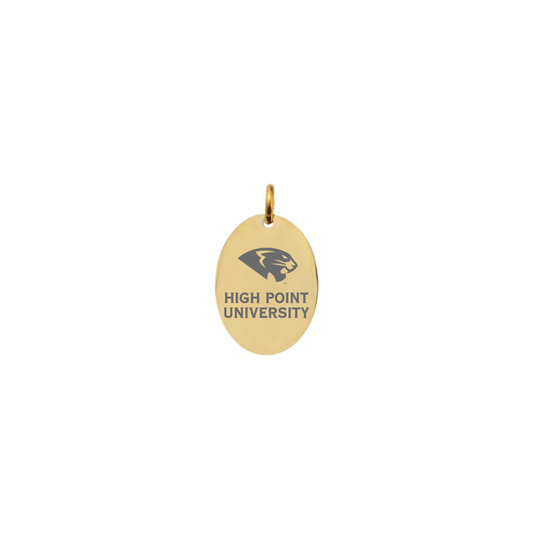 High Point University Small Gold Oval Charm - High Point University Panther Logo