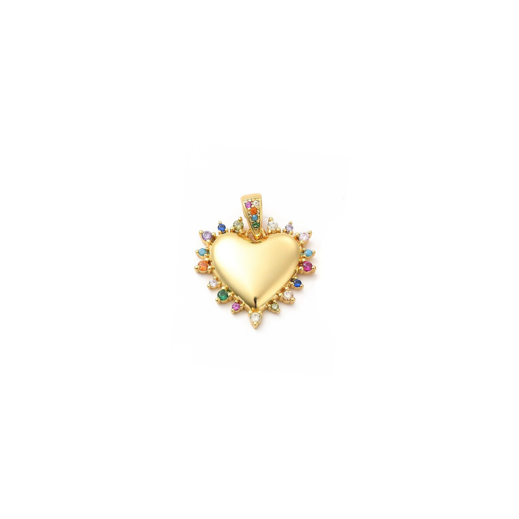 Transparent Gold Confetti Heart Charm 