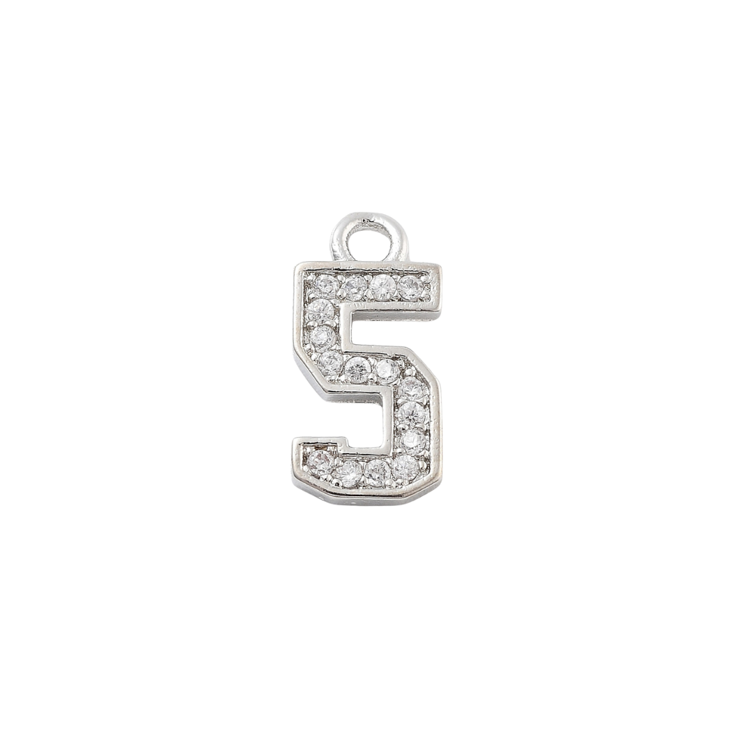 Silver Pave Number Charm | Number Charm