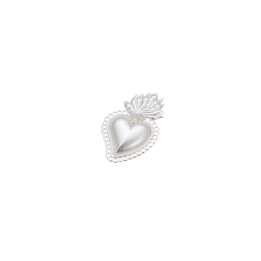 Front View of the Silver Flaming Heart Charm