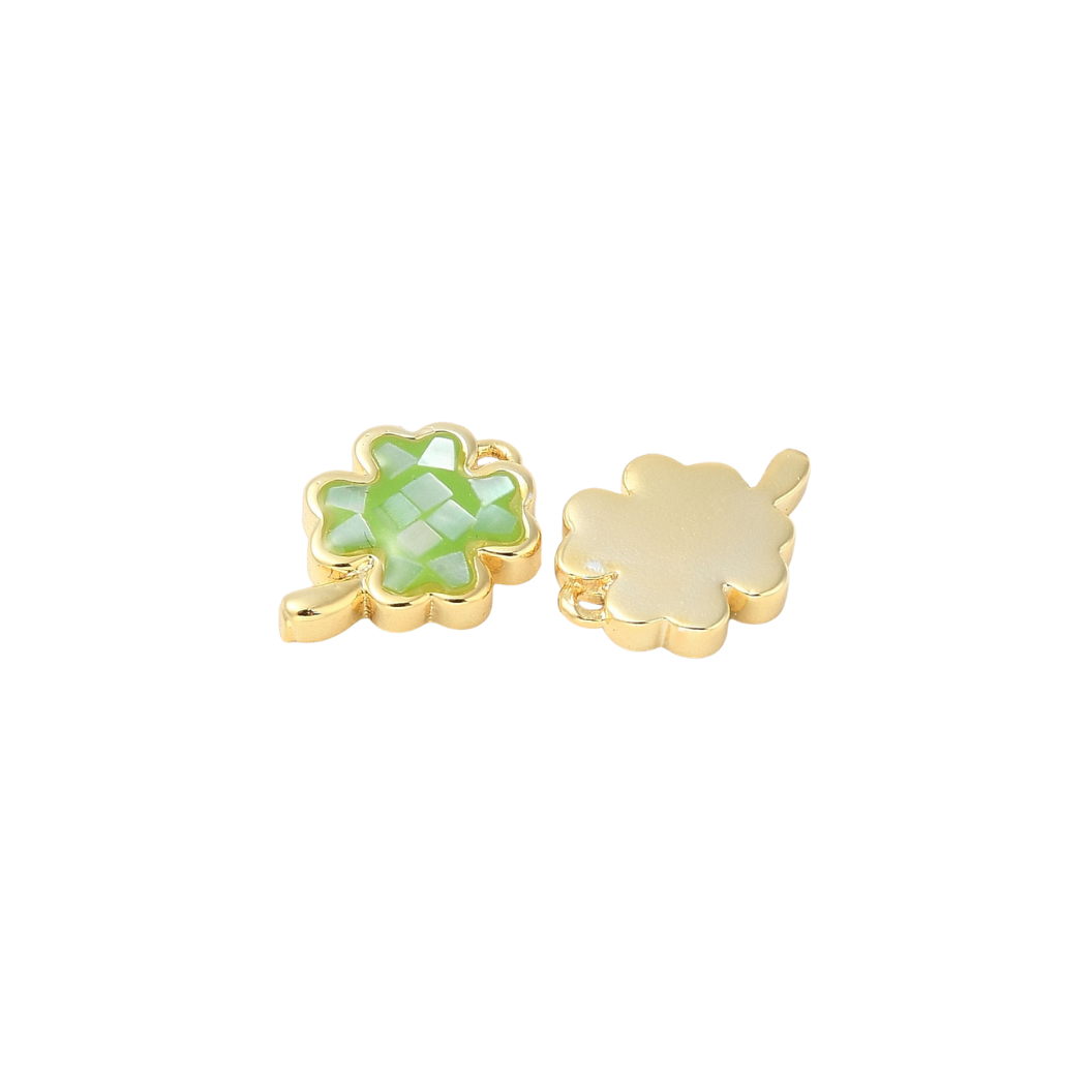 Side View Gold Mystic Clover Charm | Assorted 