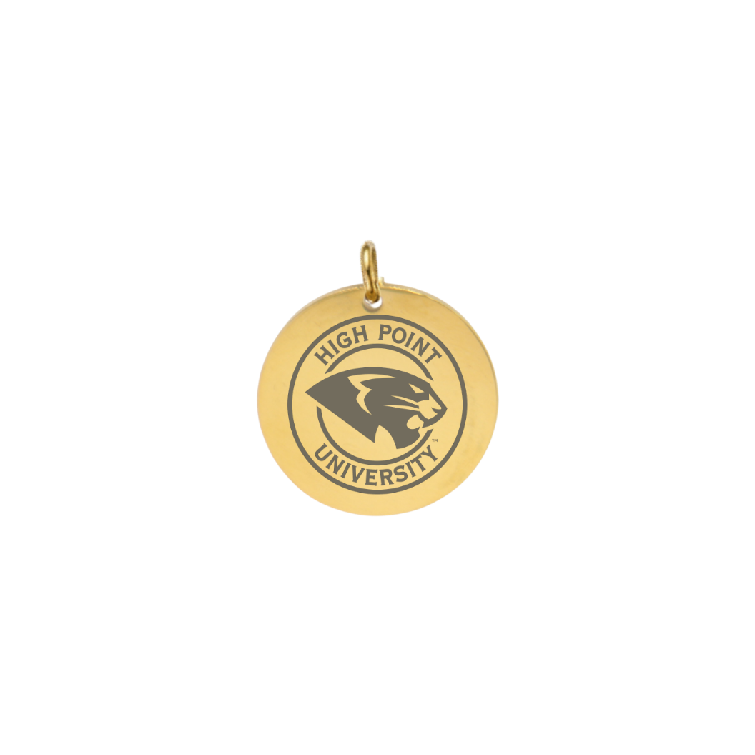 High Point University Large Gold Round Charm - High Point University Panther Seal