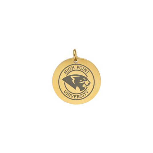High Point University Large Gold Round Charm - High Point University Panther Seal