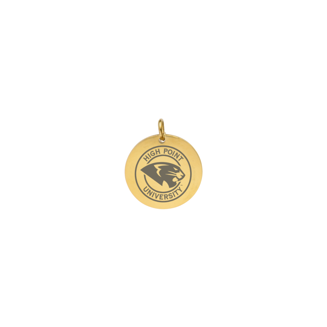 High Point University Small Gold Round Charm - High Point University Panther Seal