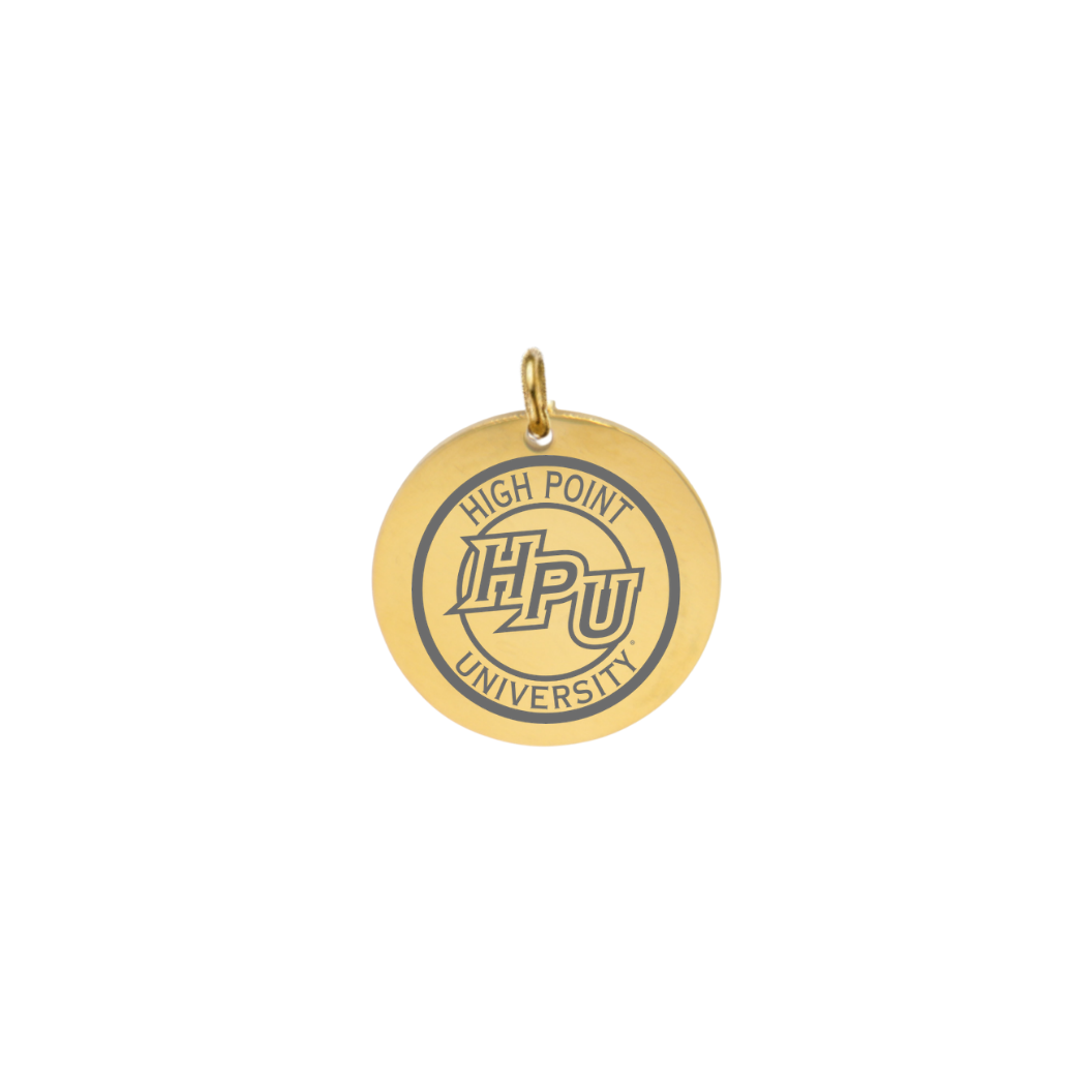 High Point University Large Gold Round Charm - High Point University HPU Logo