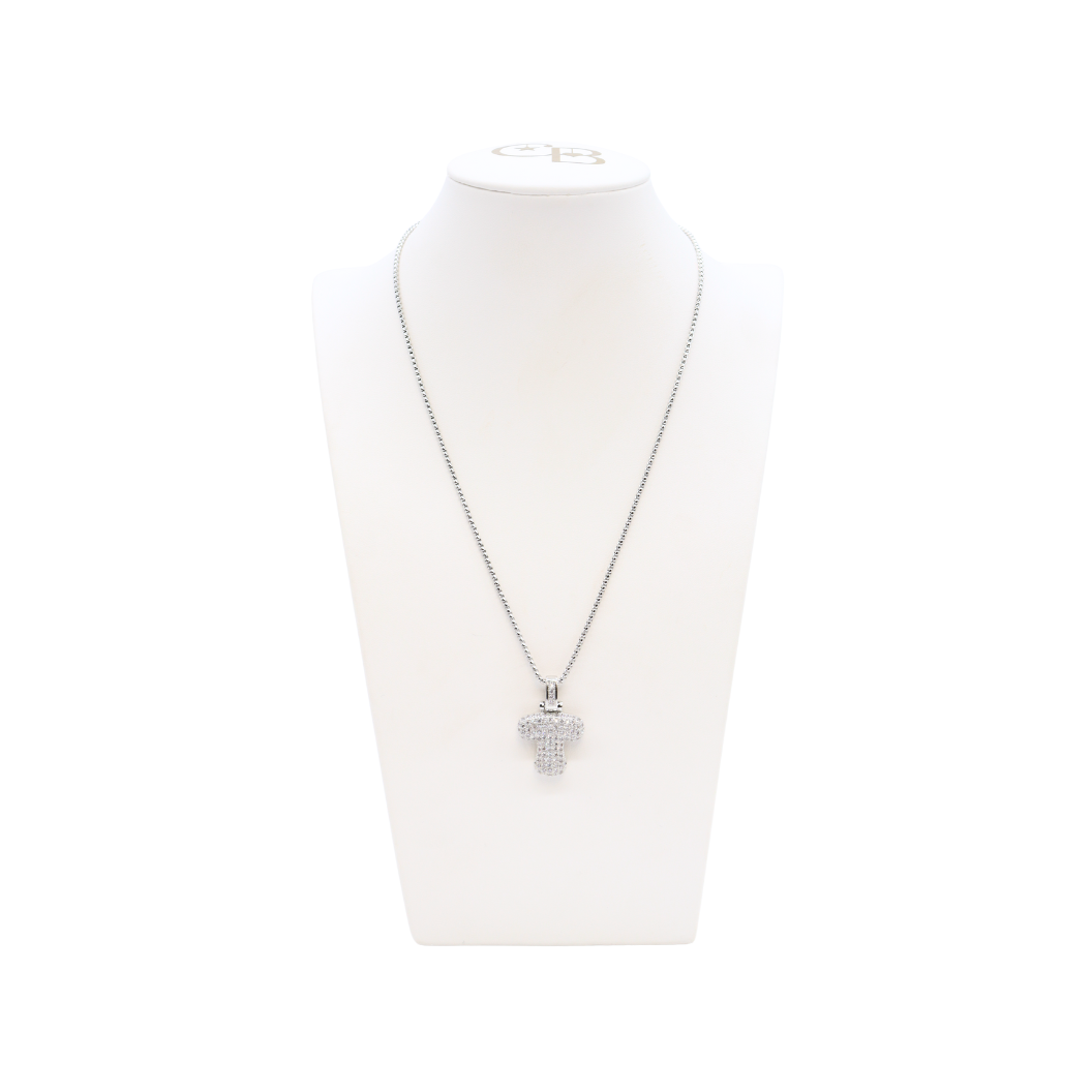 Silver Rhinestone Letter Bubble Necklace